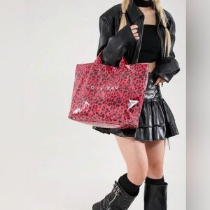Red Leopard Tote Bag